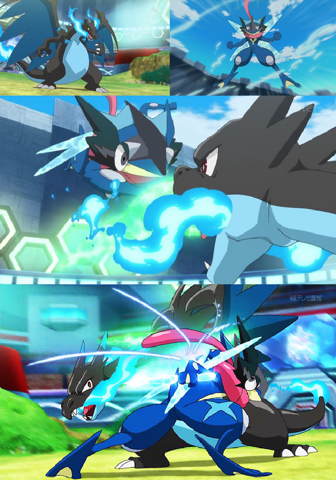 Pokemon Quest: Calem Greninja vs Mega Charizard X by WillDinoMaster55.