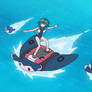 Lana and her Pokemon Surfing with Mantines