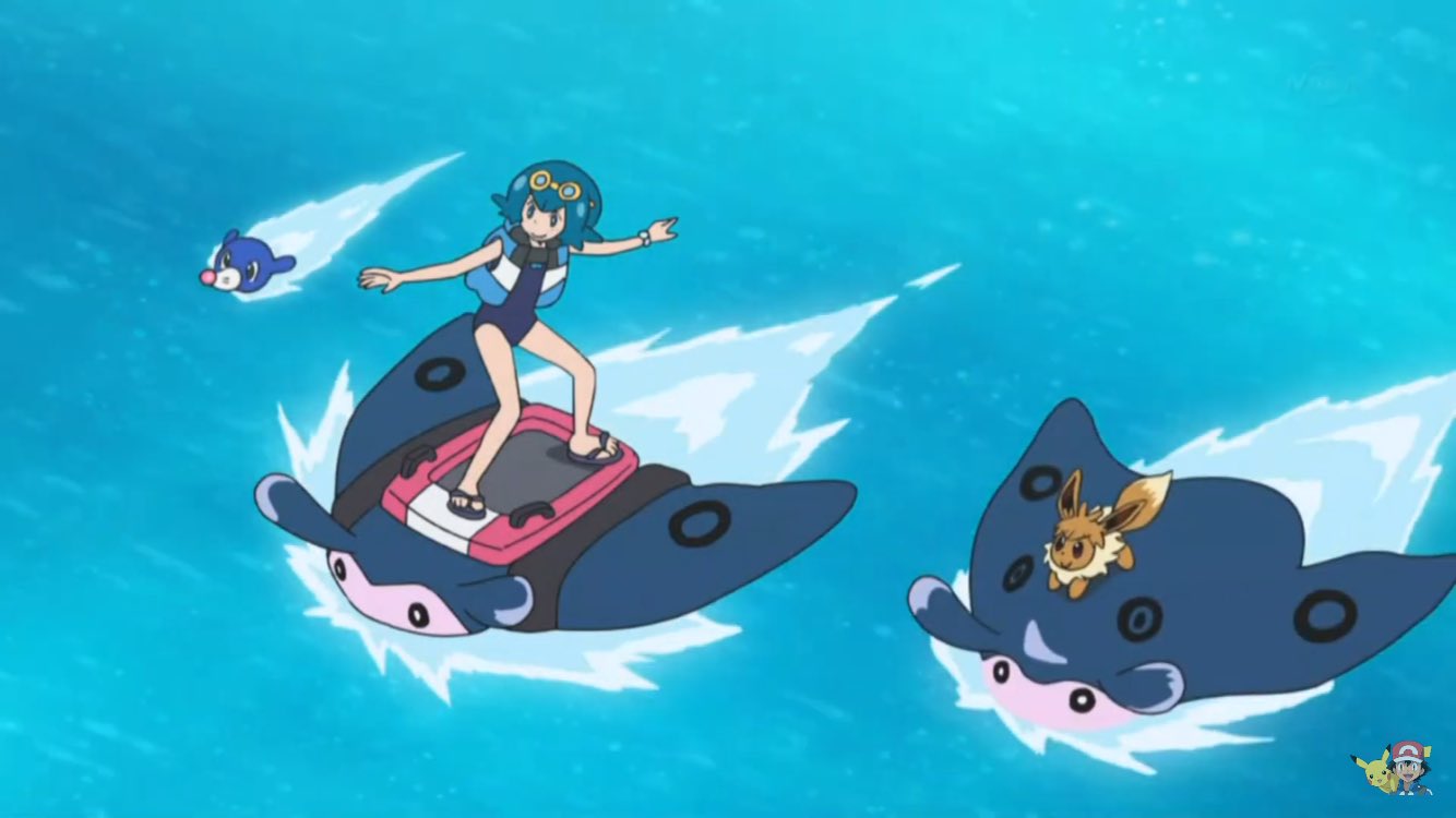 Lana And Her Pokemon Surfing With Mantines By Willdinomaster55 On Deviantart