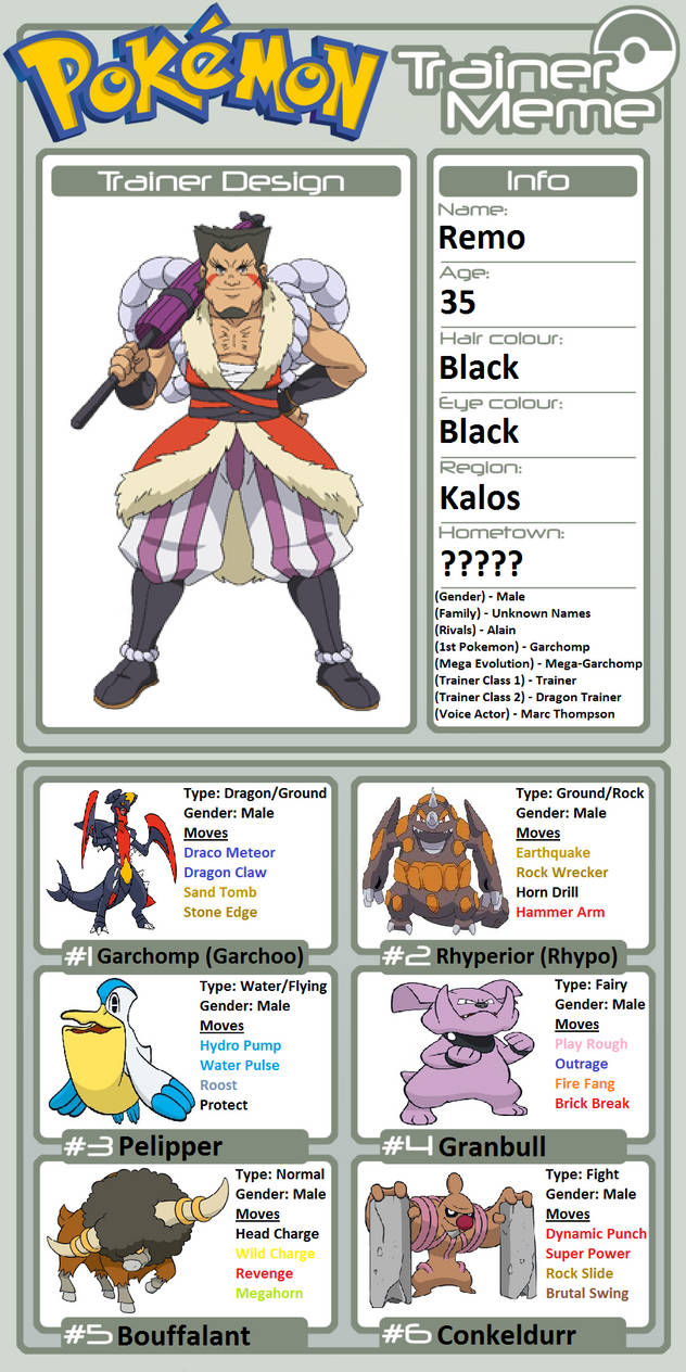 Trainer Profile: Remo by WillDinoMaster55 on DeviantArt