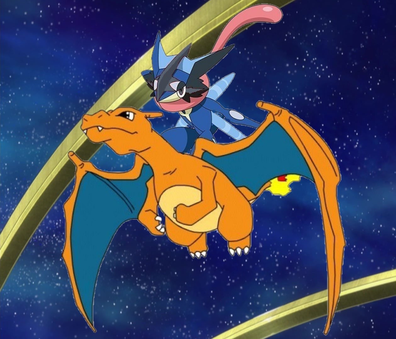 Pokemon Charizard Ride Pokemon Quest: Calem-Greninja Rides on Charizard by WillDinoMaster55 on ...