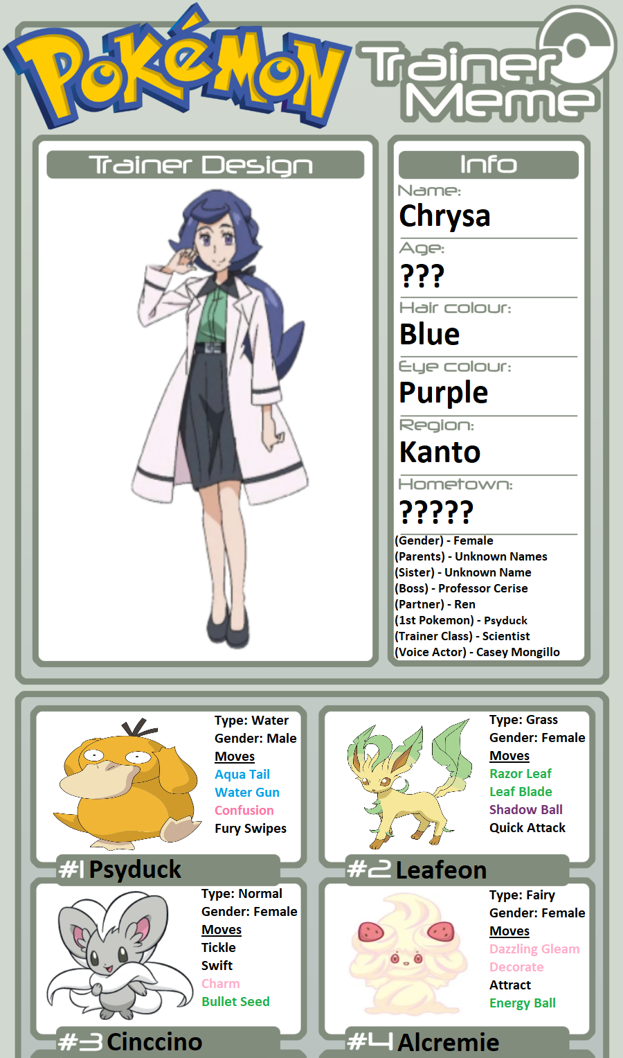 Trainer Profile Chrysa By WillDinoMaster55 On DeviantArt