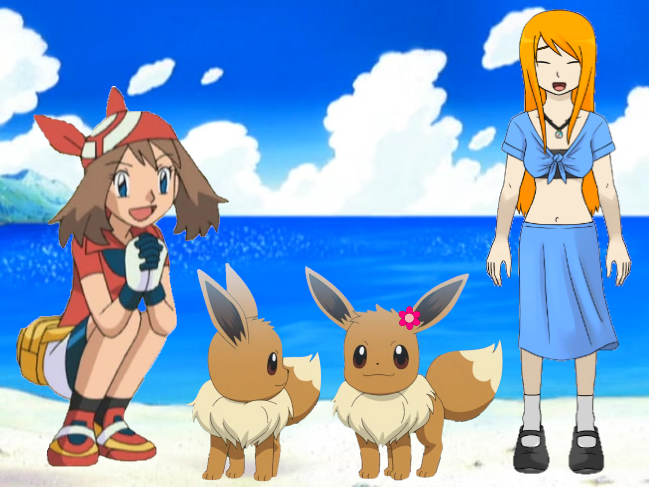 Pokemon Quest: Two Girls and their Eevees by WillDinoMaster55 on DeviantArt