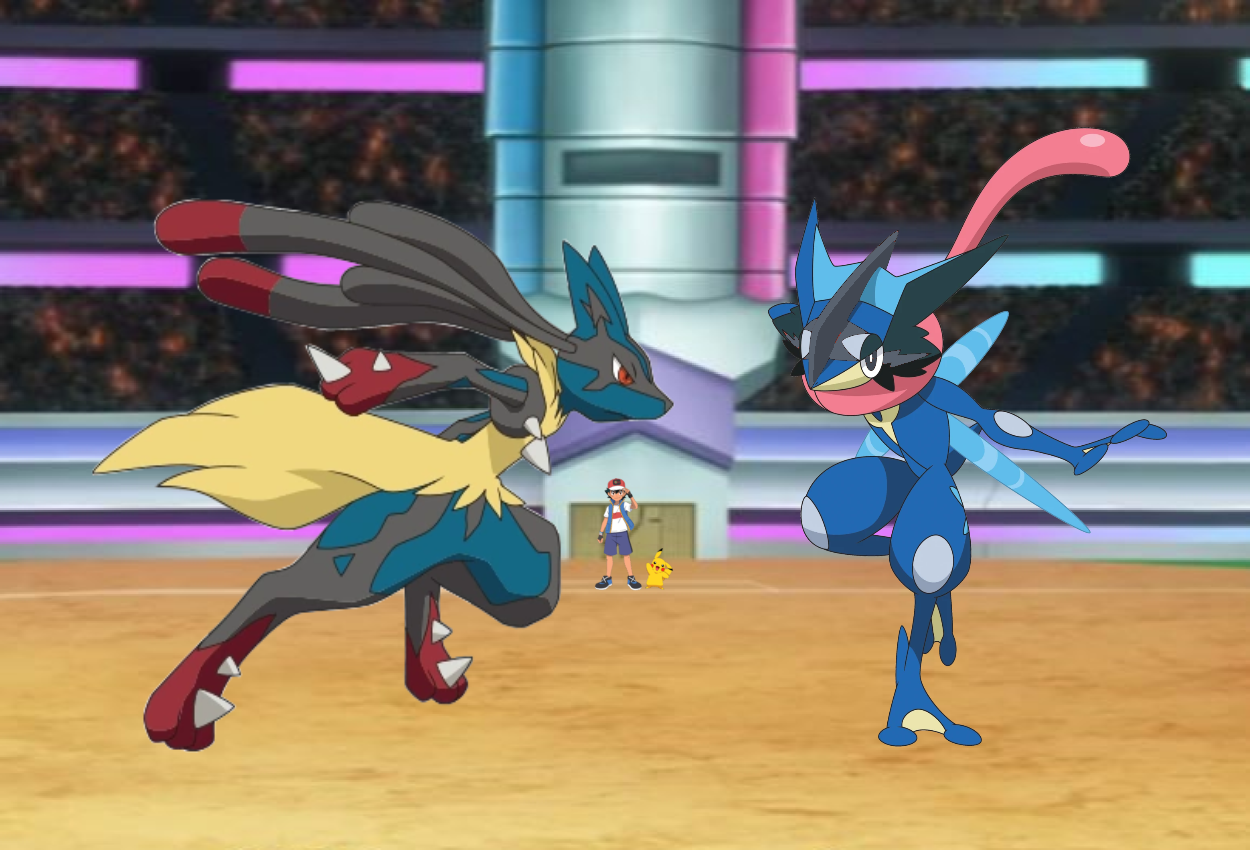 Mega Lucario, Greninja (Shiny), Krookodile [OC] : r/pokemon