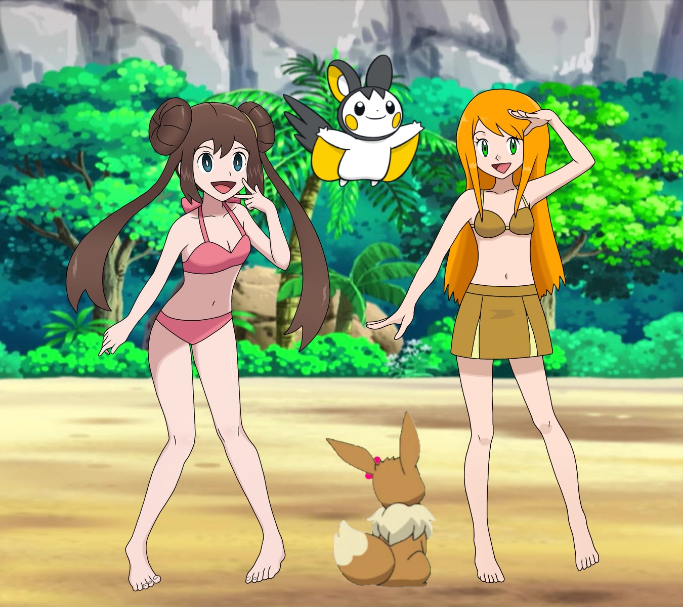 Pokemon Quest: Two Girls and their Eevees by WillDinoMaster55 on DeviantArt