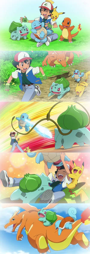 Flashbacks of Ash and his Kanto Team