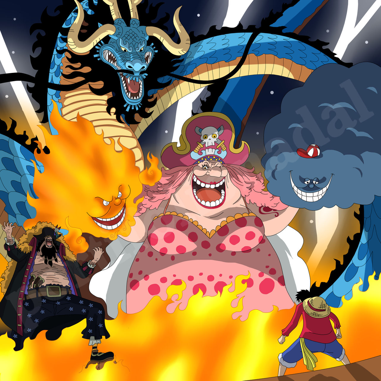 Luffy vs Big Mom, Kaido and Marshal D. Teach by caiquenadal on DeviantArt