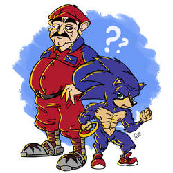 Mario and Sonic by Quelho