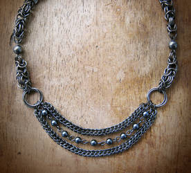 Metal link chain necklace Gothic gunmetal choker