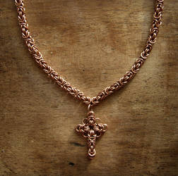 Mens large cross pendant Copper chain necklace