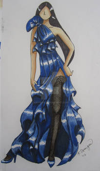 Fashion Sketches - Blue Cascades Gown