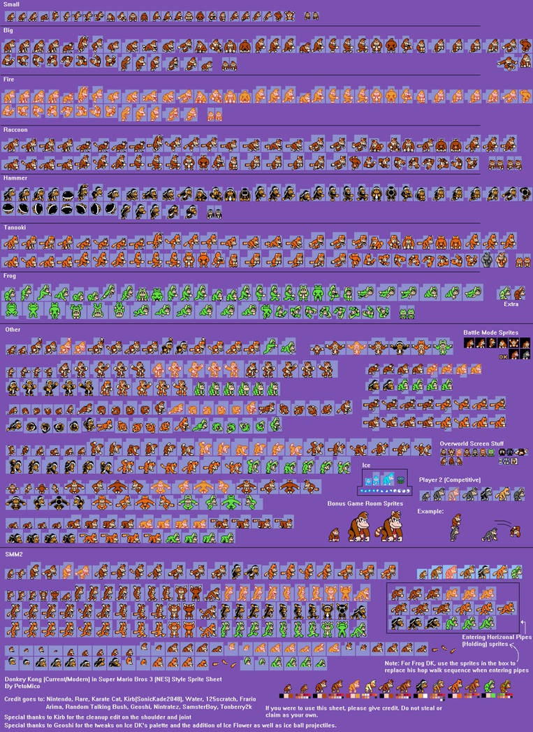 SMB3 NES Style Donkey Kong (Current) Sprite Sheet by EnteiTheHedgehog