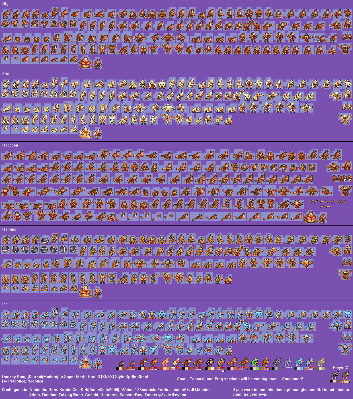 SMB3 SNES Donkey Kong (Current) Sprite Sheet by EnteiTheHedgehog on