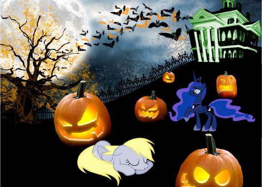 Halloween with Princess Luna and Derpy