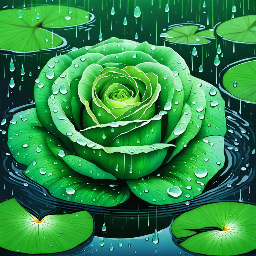 Green Roses Floating Green Rose floating on a lily pond under the rain by Amysymilton7007 on ...