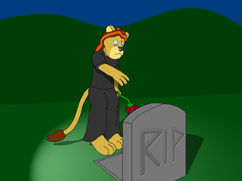 Rae Laying a Flower by a Grave