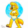 Yellow dog in briefs!!