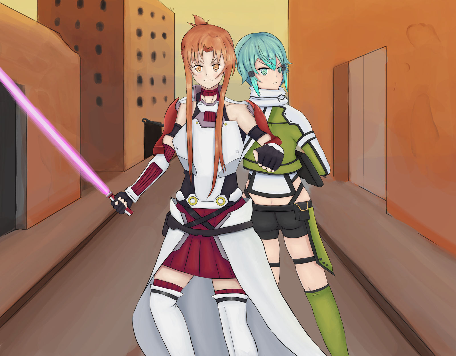 Asuna And Sinon Gun Gale Online Sword Art Online By Khaleon On Deviantart