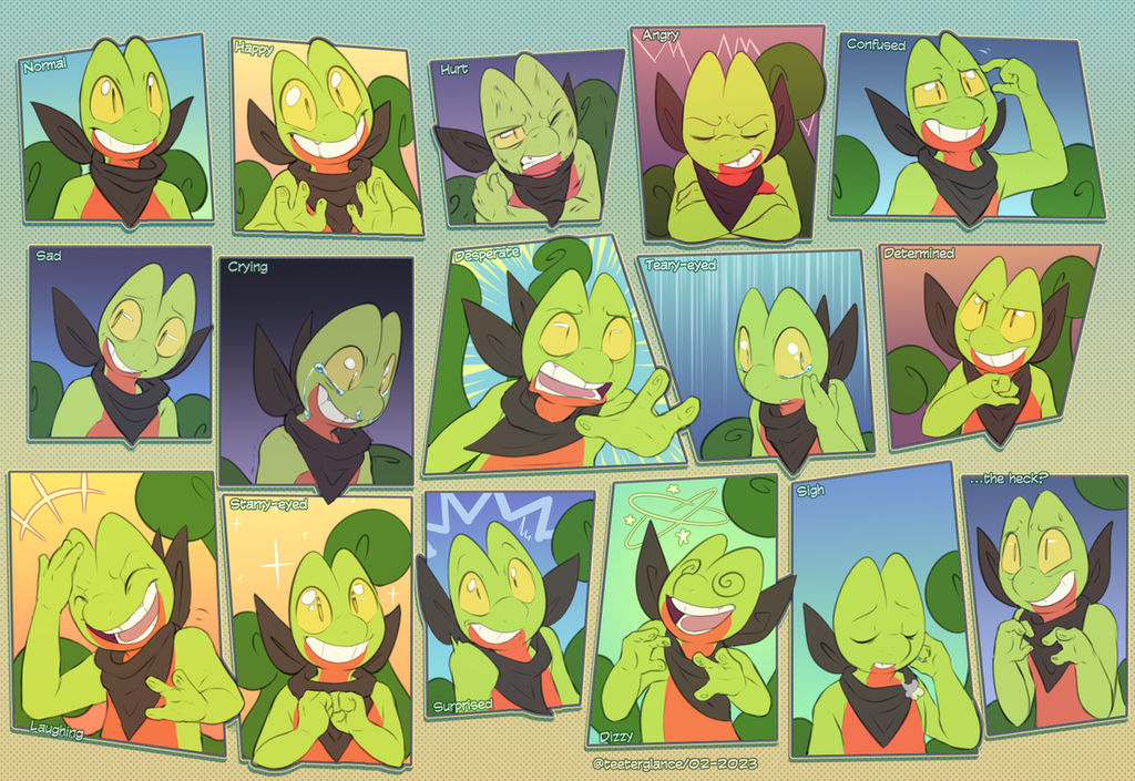 Tabor the Treecko (Expression sheet) by TeeterGlance on DeviantArt
