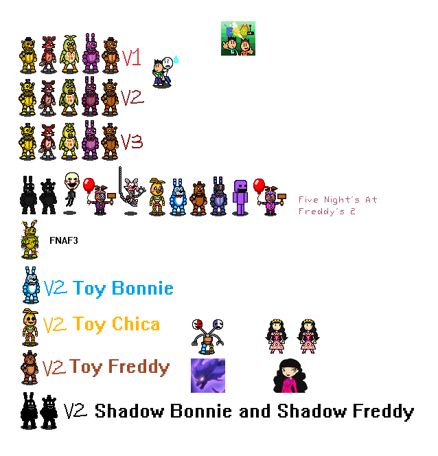 The Spriters Resource - Full Sheet View - FNaF World - Shadow Freddy
