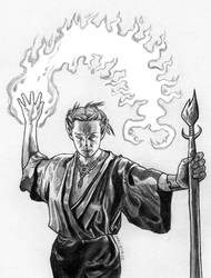 Drow Fire Mage pencil drawing on paper - available