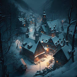 Medieval city on a winter night#5