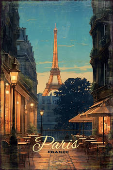 Paris France vintage travel poster