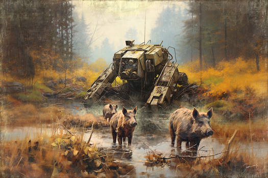 Boars in the swamp