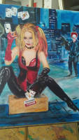 Harley Quinn acrylics on canvas