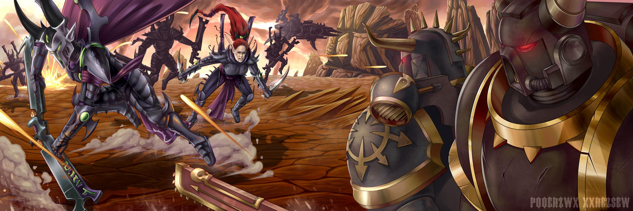 Chaos Space Marines and Drukhari Warhammer 40000