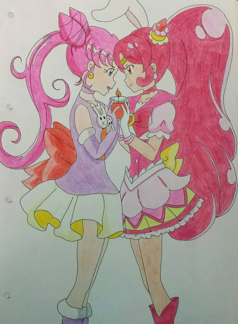 Cure Rabbit and Sailor Whip (Colored) by darkskyluna on DeviantArt