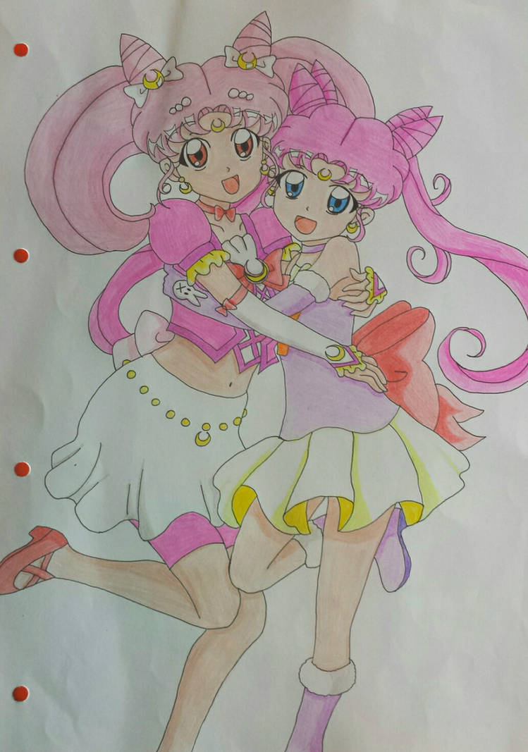 Cure Chibimoon and Cure Rabbit~ (Colored) by darkskyluna on DeviantArt