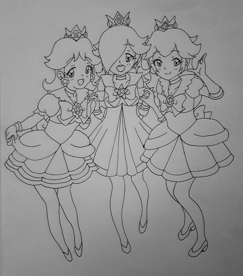 Coloriage Peach Daisy Et Harmonie Sailor Daisy, Rosalina and Peach~ (Lineart) by darkskyluna on DeviantArt