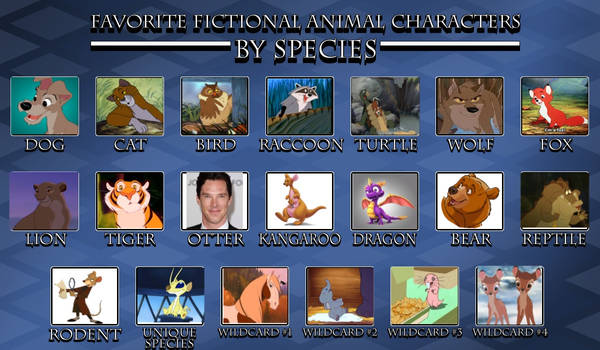 Fave fic animal characters by species meme