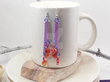 3 Tiered drop earrings w/hearts