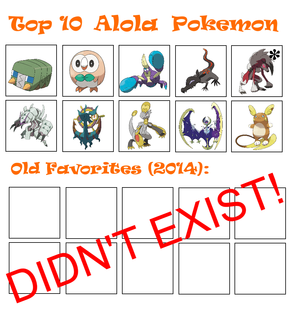 Top Ten Favorite Alola Pokémon 