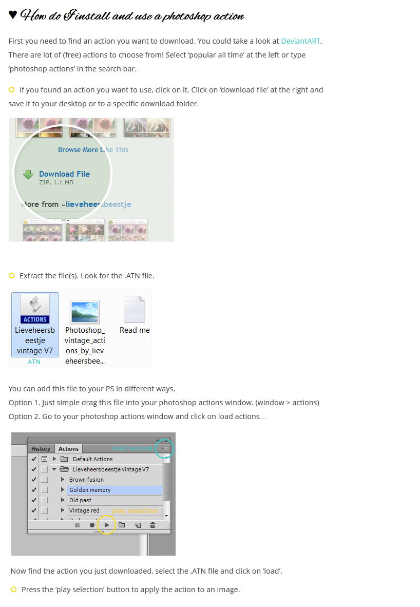 How do I install and use a photoshop action