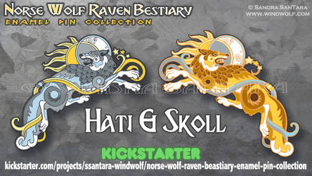 Hati and Skoll Pin Designs