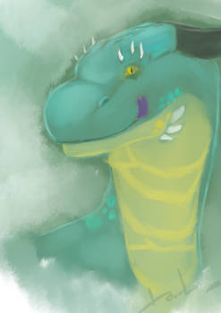 Random green dragon portrait