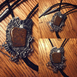 Custom Bolo Tie with Petrified Stone