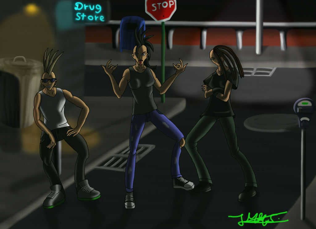 The gang member trio by SkyridePrime on DeviantArt