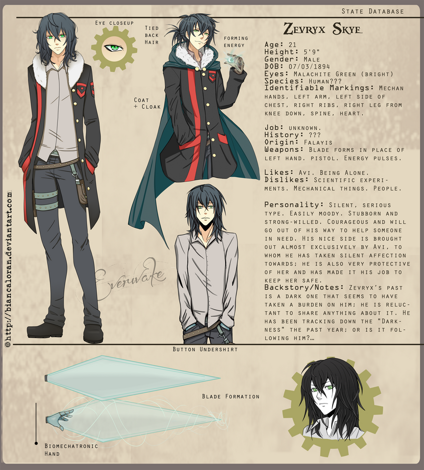 Zevryx Skye - Character Sheet by biancaloran