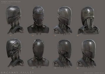 Robot Head Concept Art for Uncanny Valley