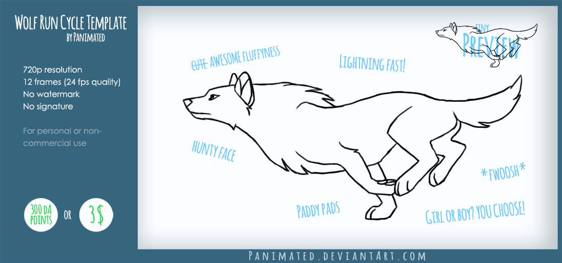 Wolf Routing Template Wolf Run Cycle Template by Panimated on DeviantArt