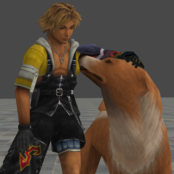 Tidus and a dog