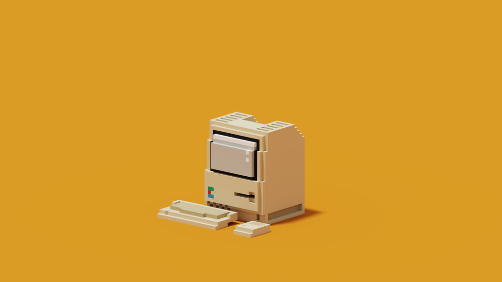 macintosh plus isometric wallpaper by