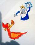 Ice king vs flame princess coloured by Yojama