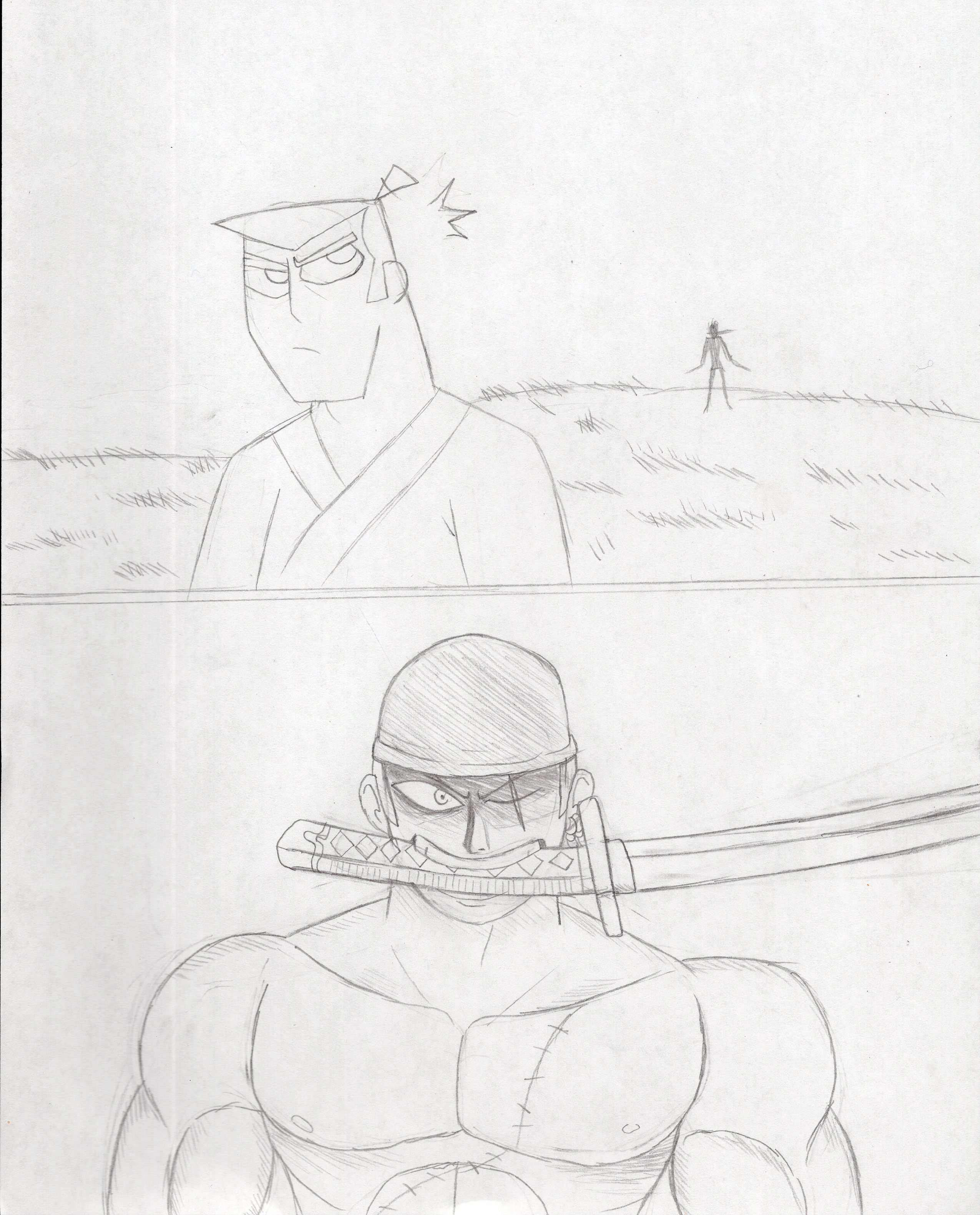 Zoro vs Samurai Jack (old unfinished sketch)