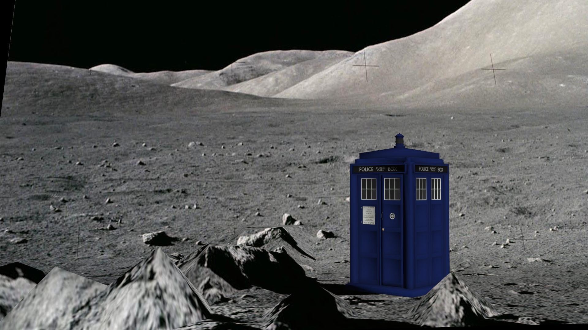 Tardis lands on the moon