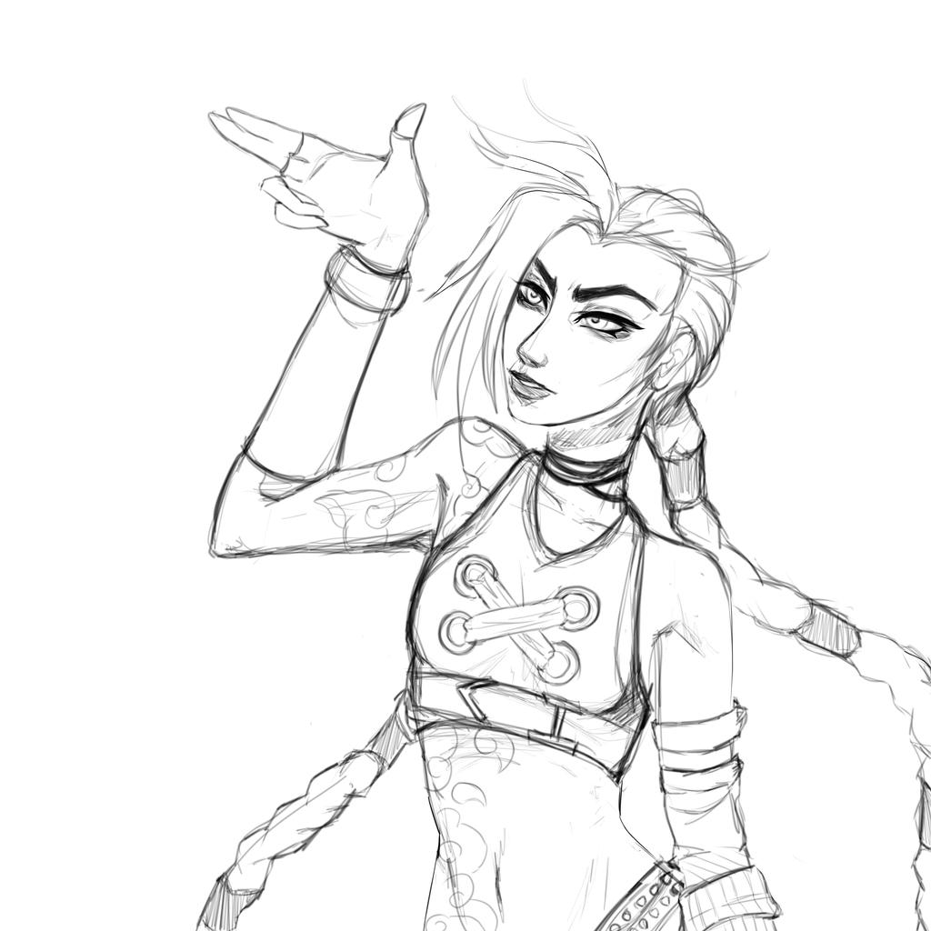 Sketch of Arcane Jinx by straywolfart on DeviantArt